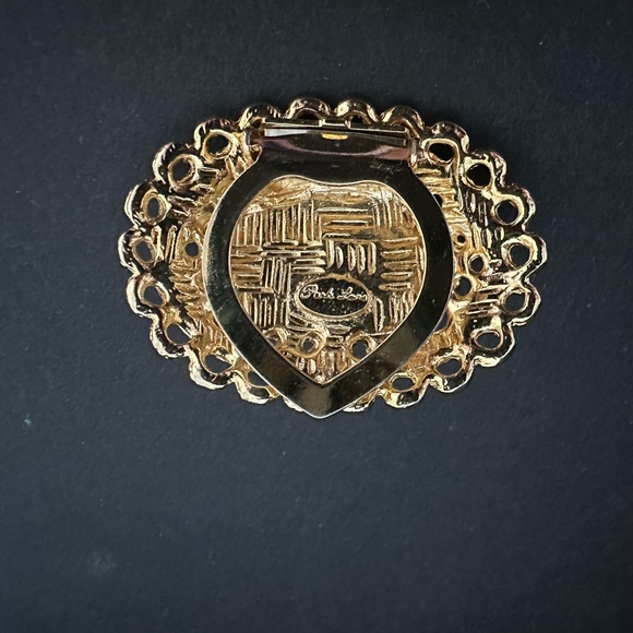 Vintage Park Lane Gold Filigree & Black Stone Oval Scarf Clip - Picture 4 of 4